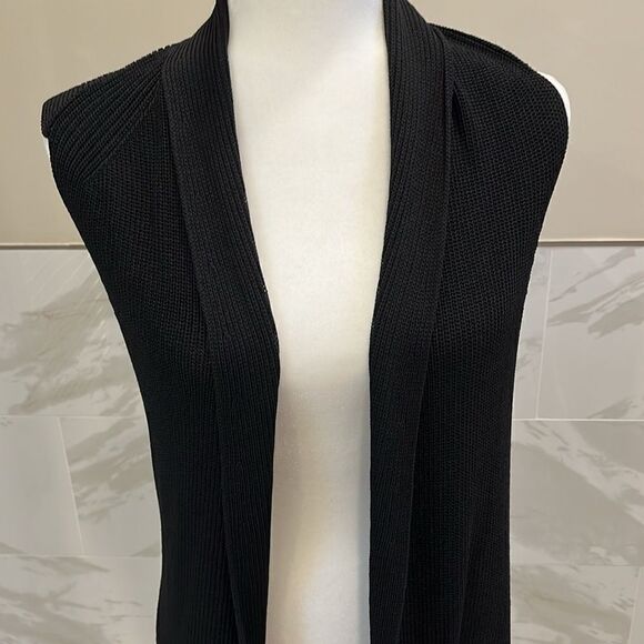 WILFRED DUNKIRK SWEATER M BLACK LONG KNIT OPEN CARDIGAN VEST ARITZIA - Picture 2 of 8